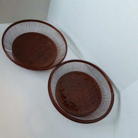 Vintage RARE Asian Brown Basket Food Storage 10in - Picture 2 of 12